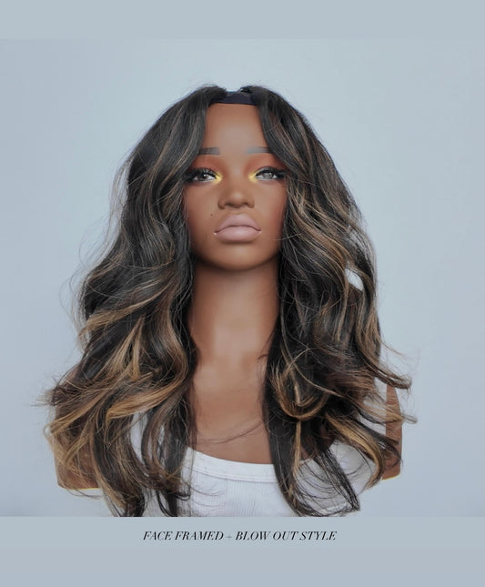 "22 Ash Blonde highlights Afro Straight U-Part wig [final sale ]